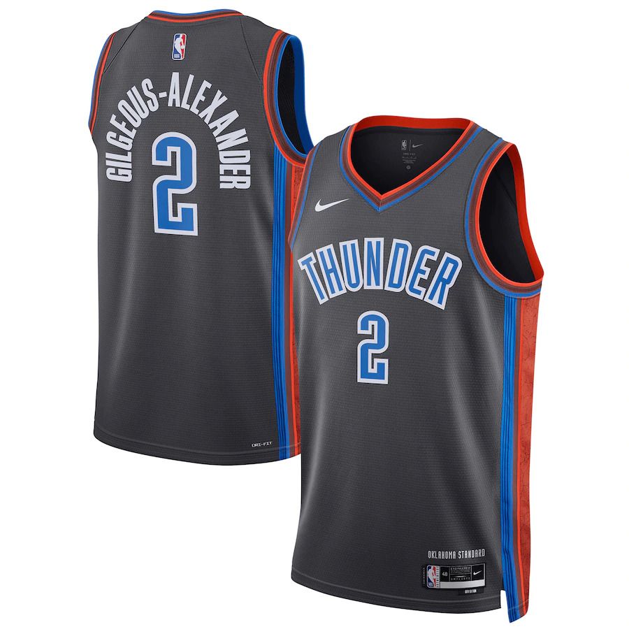 Men Oklahoma City Thunder #2 Shai Gilgeous-Alexander Nike Gray City Edition 2022-23 Swingman NBA Jersey->oklahoma city thunder->NBA Jersey